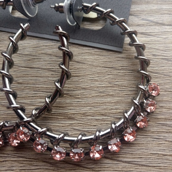 Express Jeweled Hoop Earrings one size - Picture 3 of 3